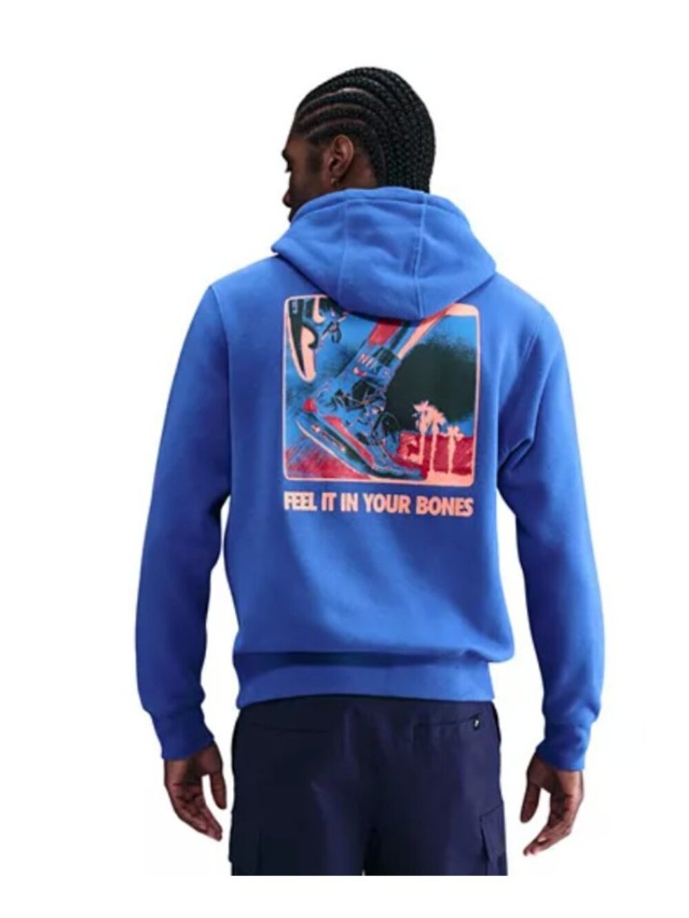 Nike Air Mens Hoodie Size L Blue Feel It In Your Bones Back Graphic IF1767-480